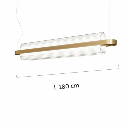Double Fluted Glass Tube with Brass Band Interior Billiard Light