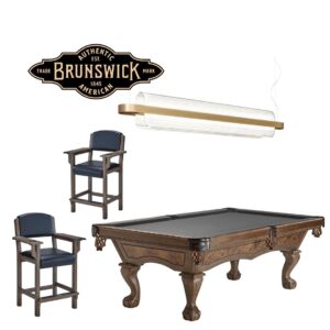 8ft Brunswick Brae Loch Pool Table with 2 Chairs & Light