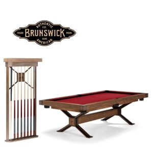 8ft Brunswick Dameron Pool Table with Wall Cue Rack