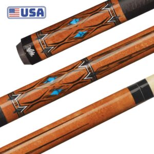 Dufferin Curly Maple & Blue Recon Pool Cue with Faux Leather Wrap