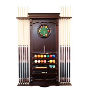 Billiard Wall Cue Rack with Clock